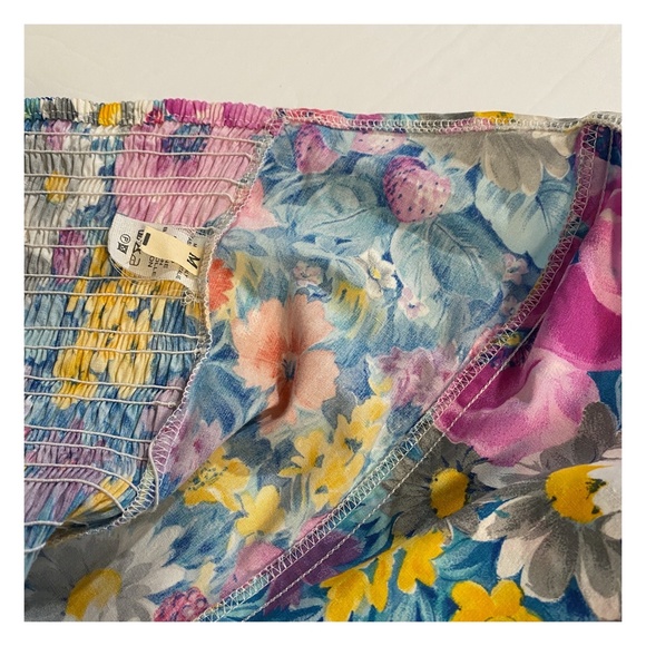 VINTAGE - STRAPLESS FLORAL MINI DRESS sz. M - Picture 5 of 9